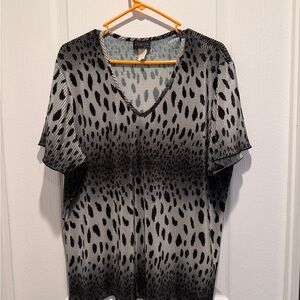 Korica New York Pleated Animal Print Blouse Gray Black Ombre Plus Size